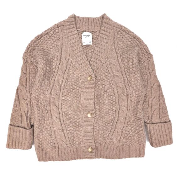 ABERCROMBIE Oversized Cable Knit Cardigan Sweater Goblin Gremin Soft Girl Boho - Picture 1 of 7
